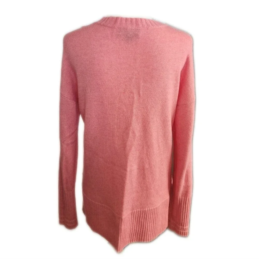 J. Crew Carnation Pink Crew Neck Split Hem Fine Knit Sweater, S